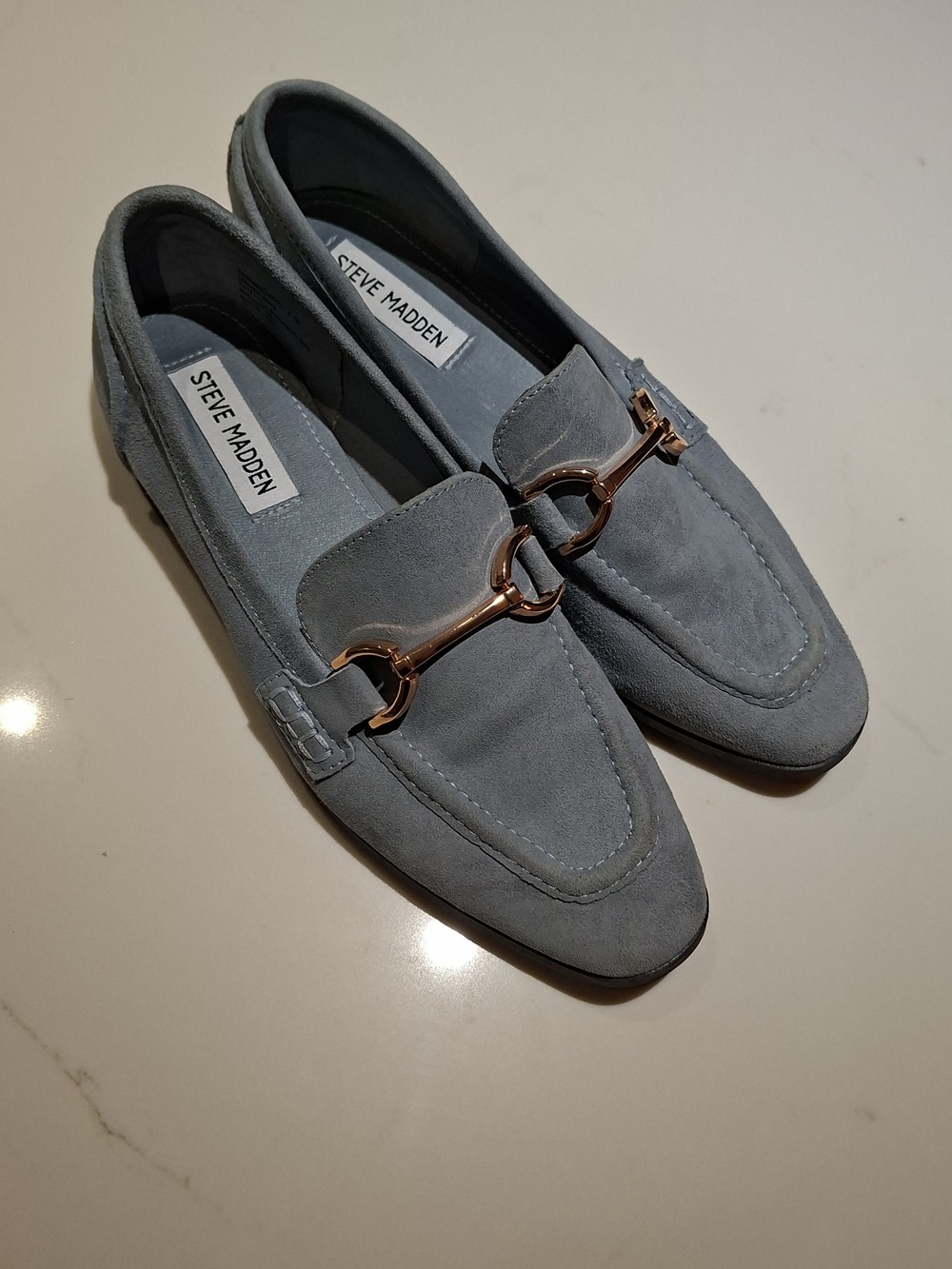 Steve Madden Classic "Carrine" Robin's Egg Blue Preppy Suede Loafers (US 6.5) - Picture 2 of 8